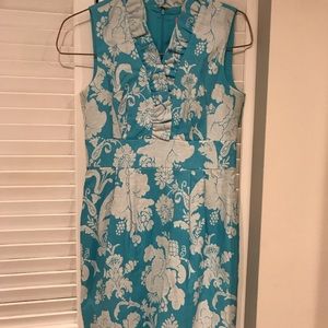 Eliza J aquawhite dress silver thread thru dress